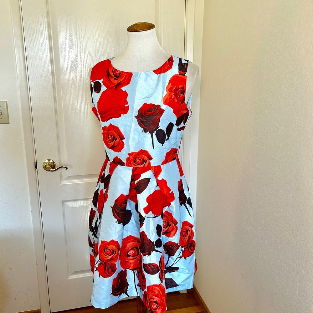 Sky blue Floral Midi Dress